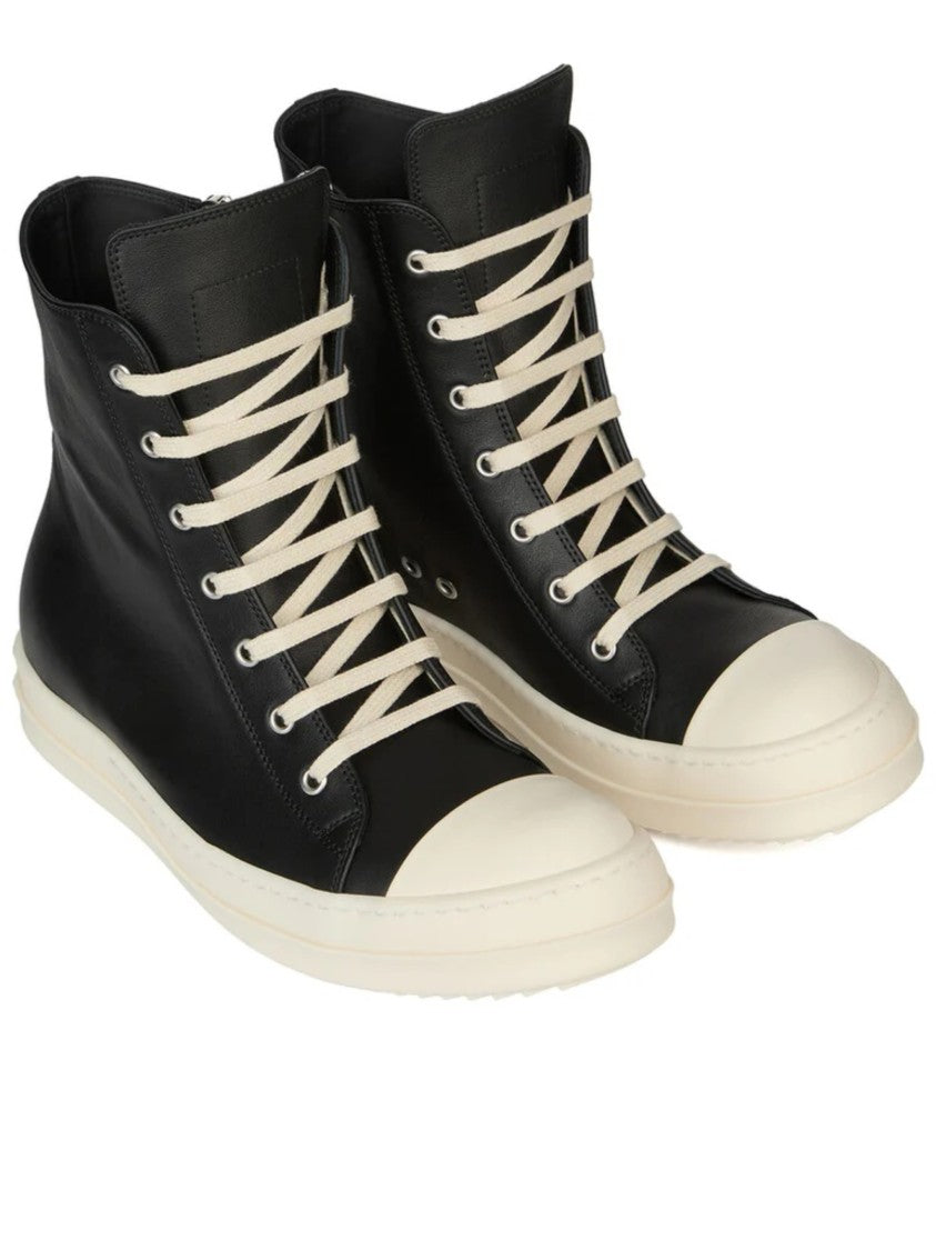 Rick Owens Black Smooth High-Top Sneakers