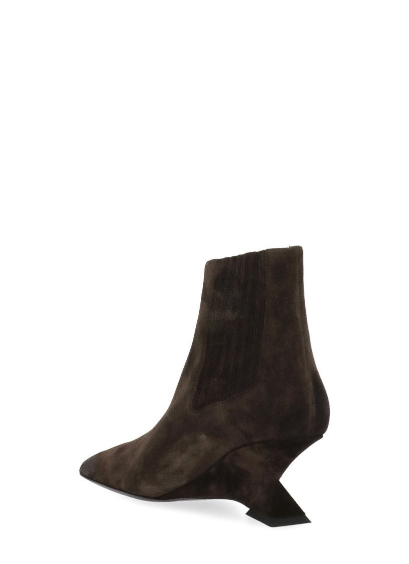 The Attico Brown Cheope Wedge Suede Boots
