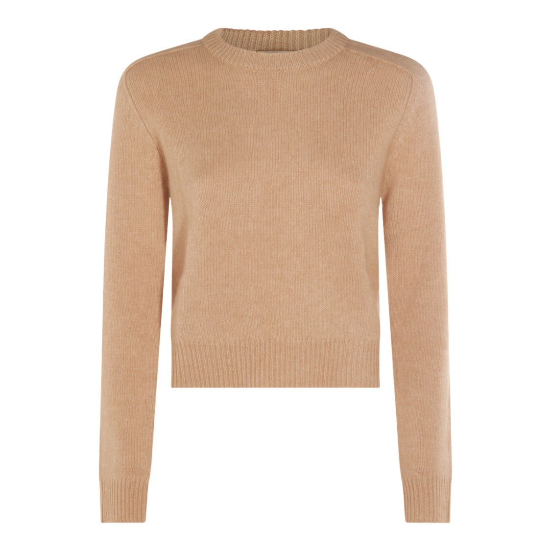 Kujiten Cropped Brown Sweater With Ribbed Detailing