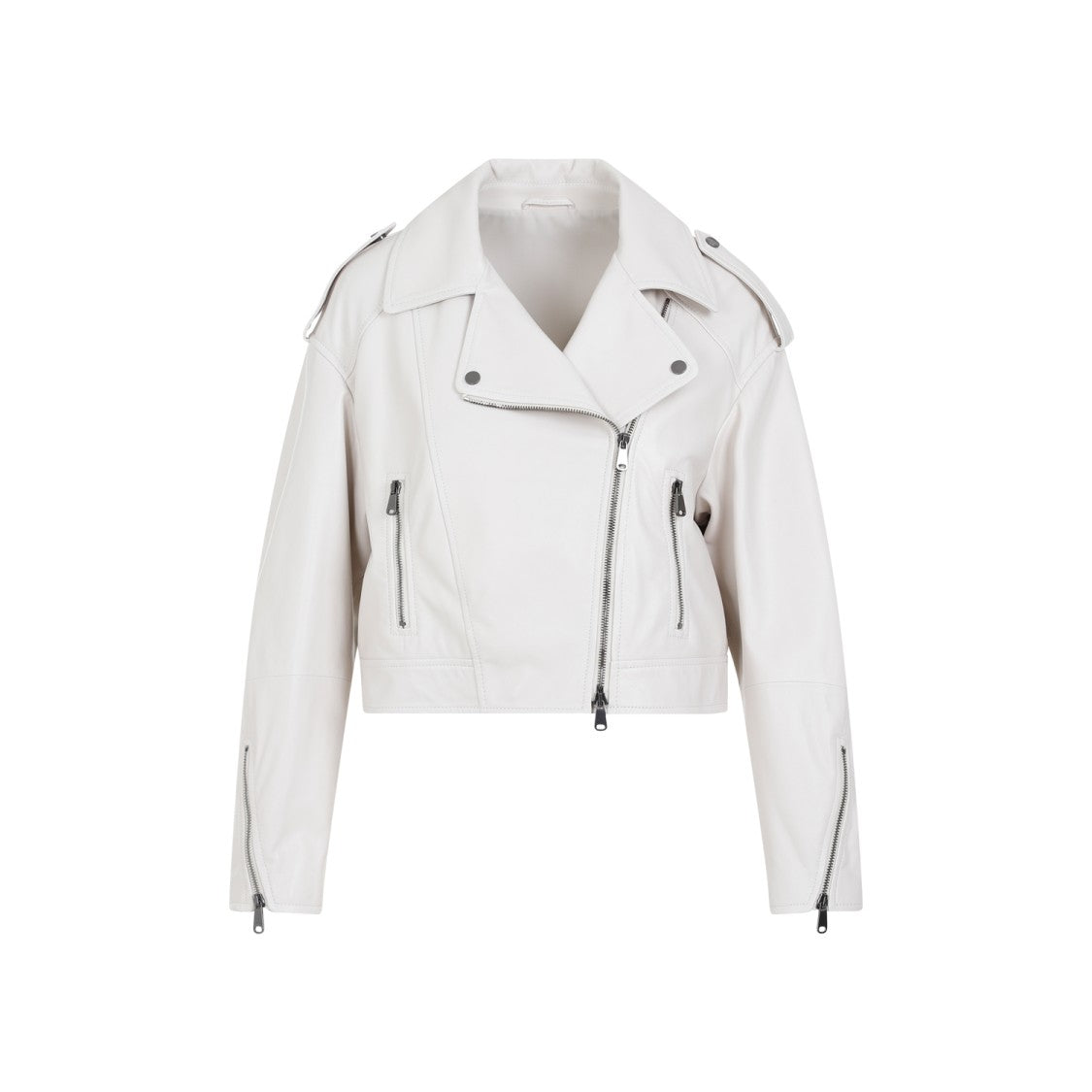 Brunello Cucinelli White Leather Jacket