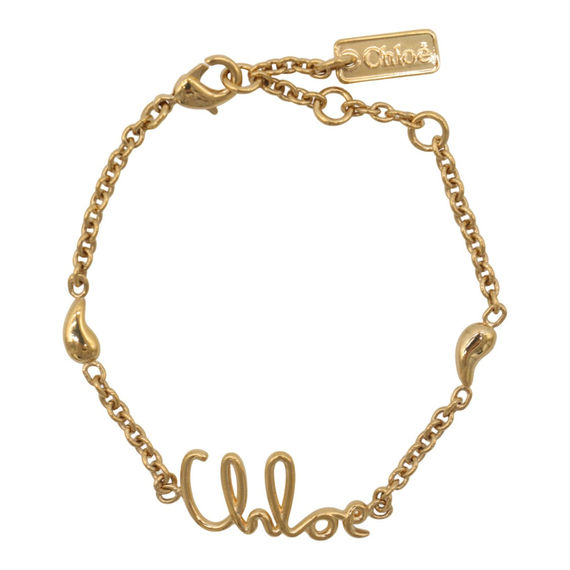 Chloé Gold-Tone Chain Bracelet With Cursive Script Centerpiece