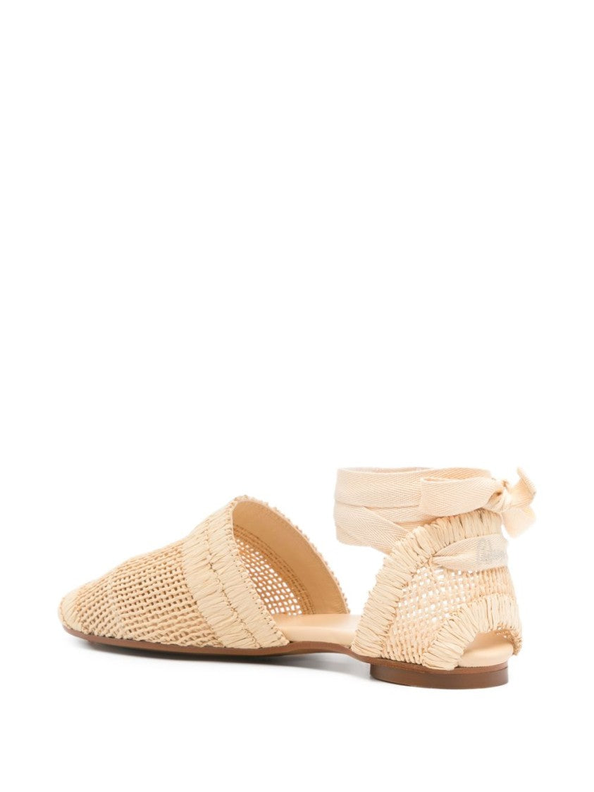 Castaner Woven Textured Ankle-Tie Sandals With Pointed Toe