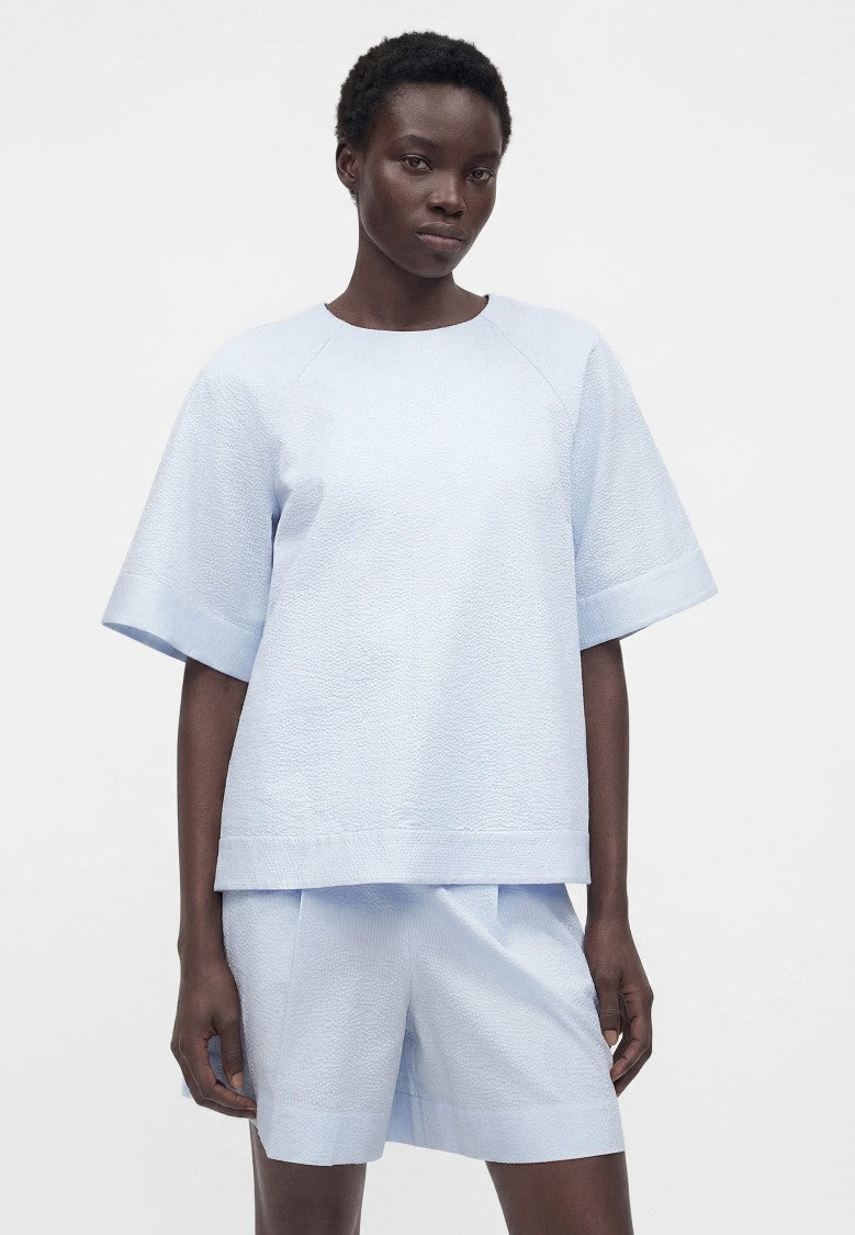 Max Mara Boxy Short-Sleeved Top With Textured Fabric