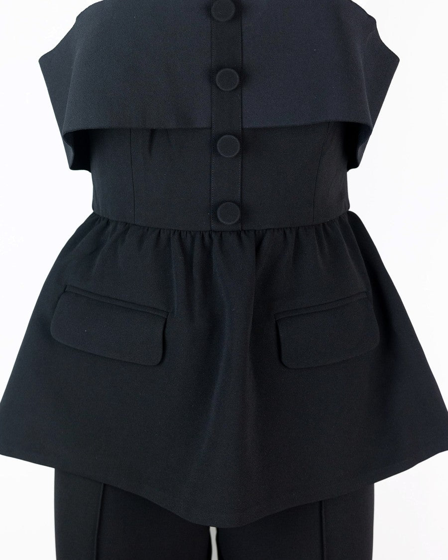 Self-Portrait Black Crêpe Jumpsuit