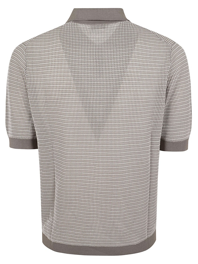 Ballantyne Textured Knit Polo With Contrasting Trim And Two-Button Closure