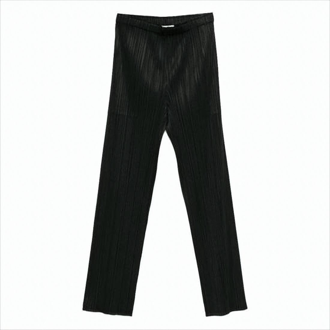 Pleats Please Pleated Black Pants With Leather-Like Finish