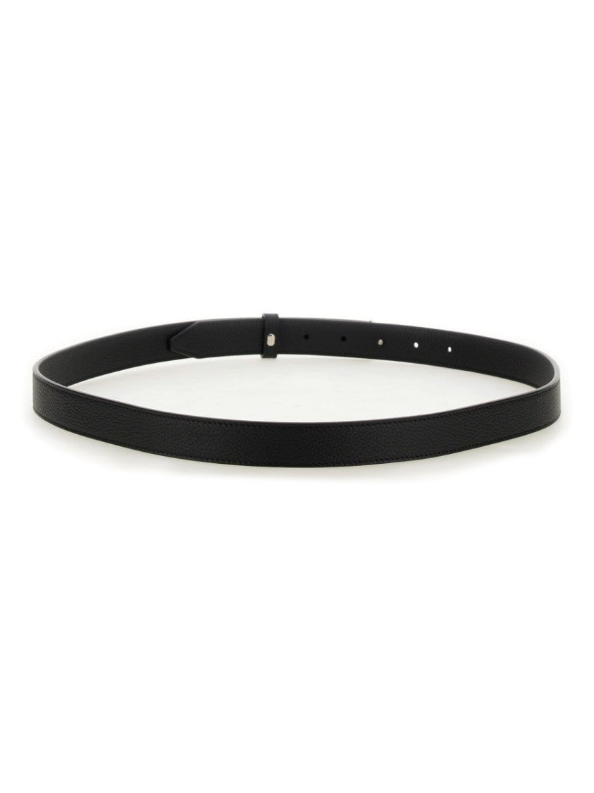 Fendi Textured Calfskin Belt With Distinctive Logo Buckle