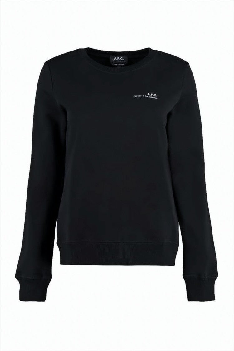 A.P.C. Long-Sleeve Black Crew Neck Top With Ribbed Cuffs