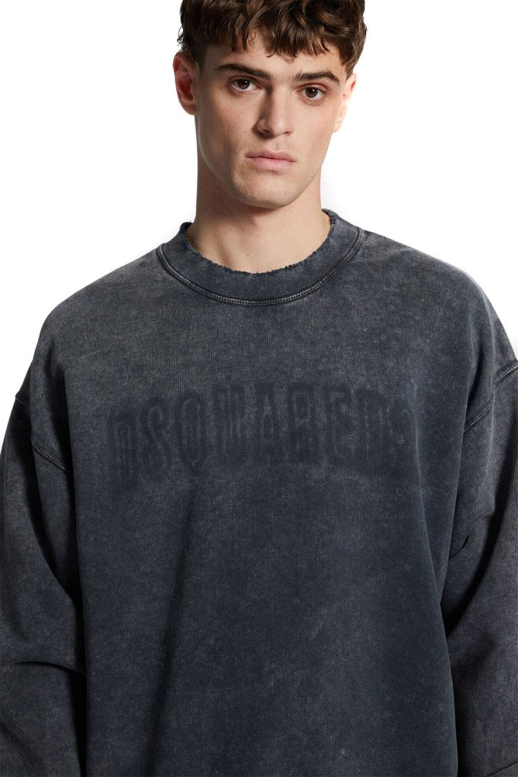 Dsquared2 Grey Cotton Washed Logo Sweatshirt