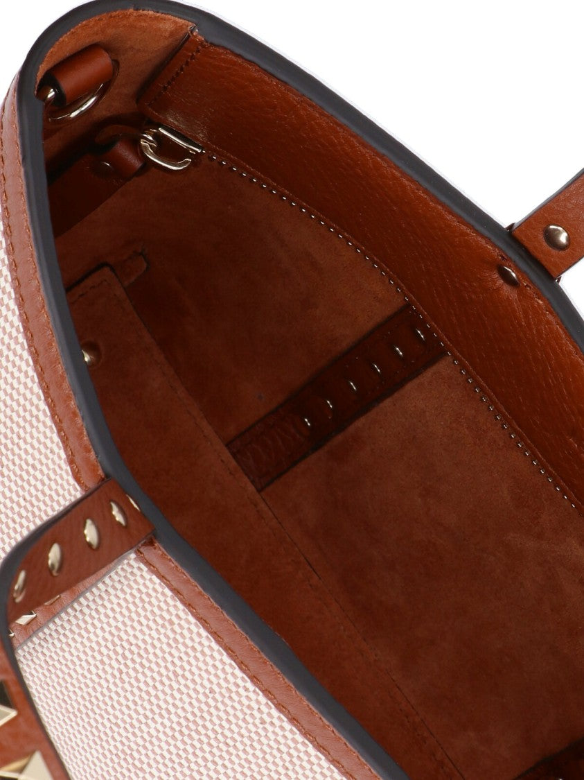 Valentino Garavani "Rockstud" Small Shopping Bag – Beige