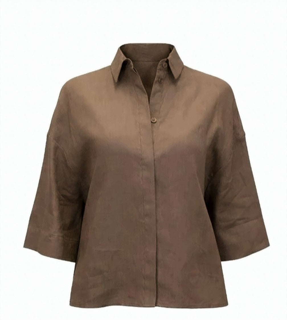 Max Mara Mmlrito Classic Collar Flared Linen Shirt