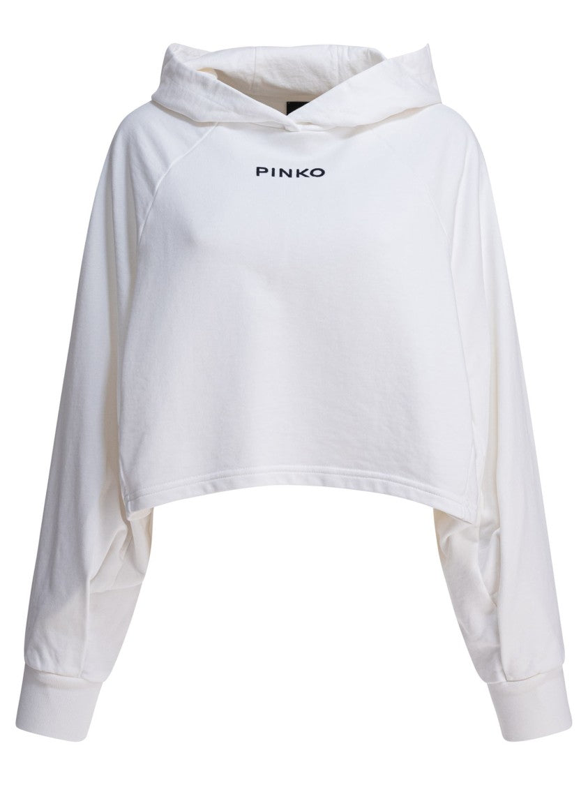 Pinko Cropped Hoodie Knitwear With Relaxed Fit