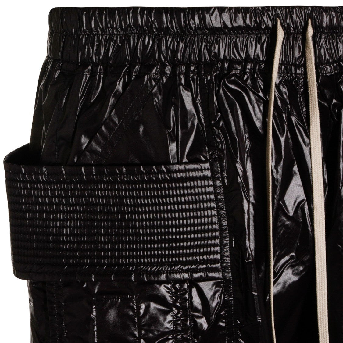 Drkshdw By Rick Owens Glossy Crinkled Texture Shorts With Ribbed Pockets
