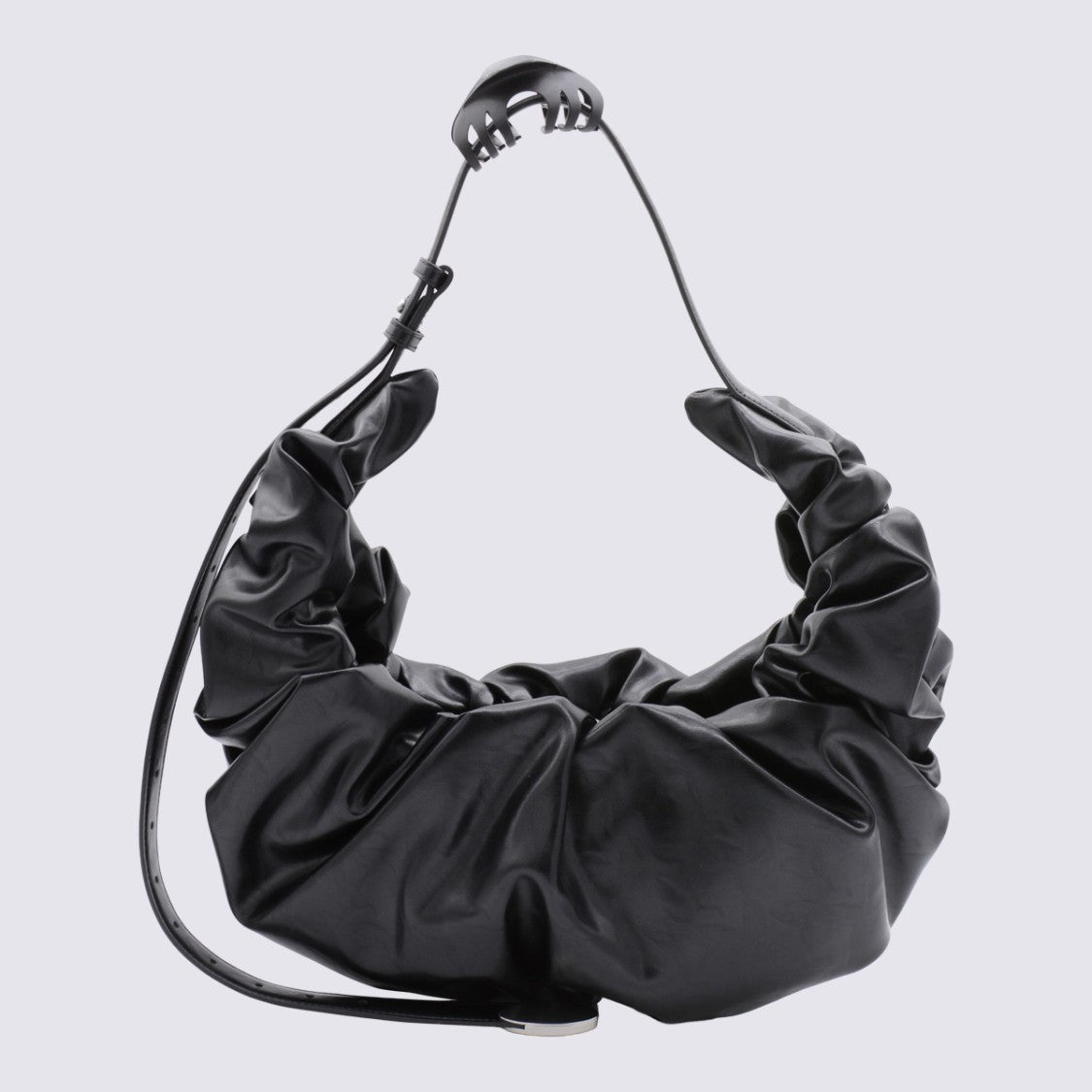 Diesel Soft Ruched Black Handbag With Unique Claw Clasp