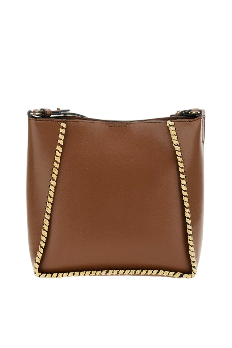 Stella Mccartney Brown Crossbody Logo Raffia Bag