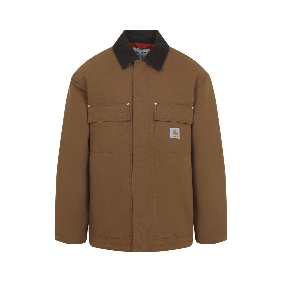 Carhartt Wip Structured Brown Jacket With Dark Contrast Collar