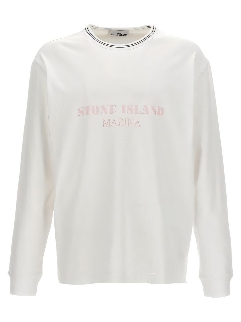 Stone Island White Long-Sleeve T-Shirt
