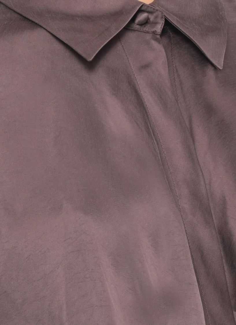 The Andamane Brown Draped Silk Blouse