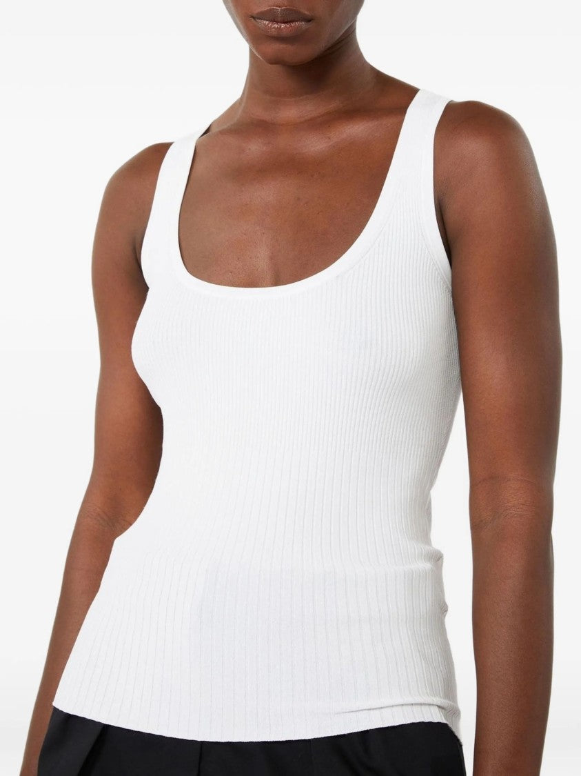 Max Mara White Scoop Neckline Cotton Tank Top