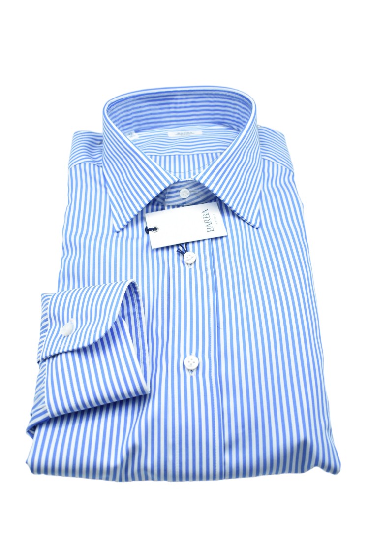 Barba Blue 100% Cotton Semi-Slim Fit Shirt