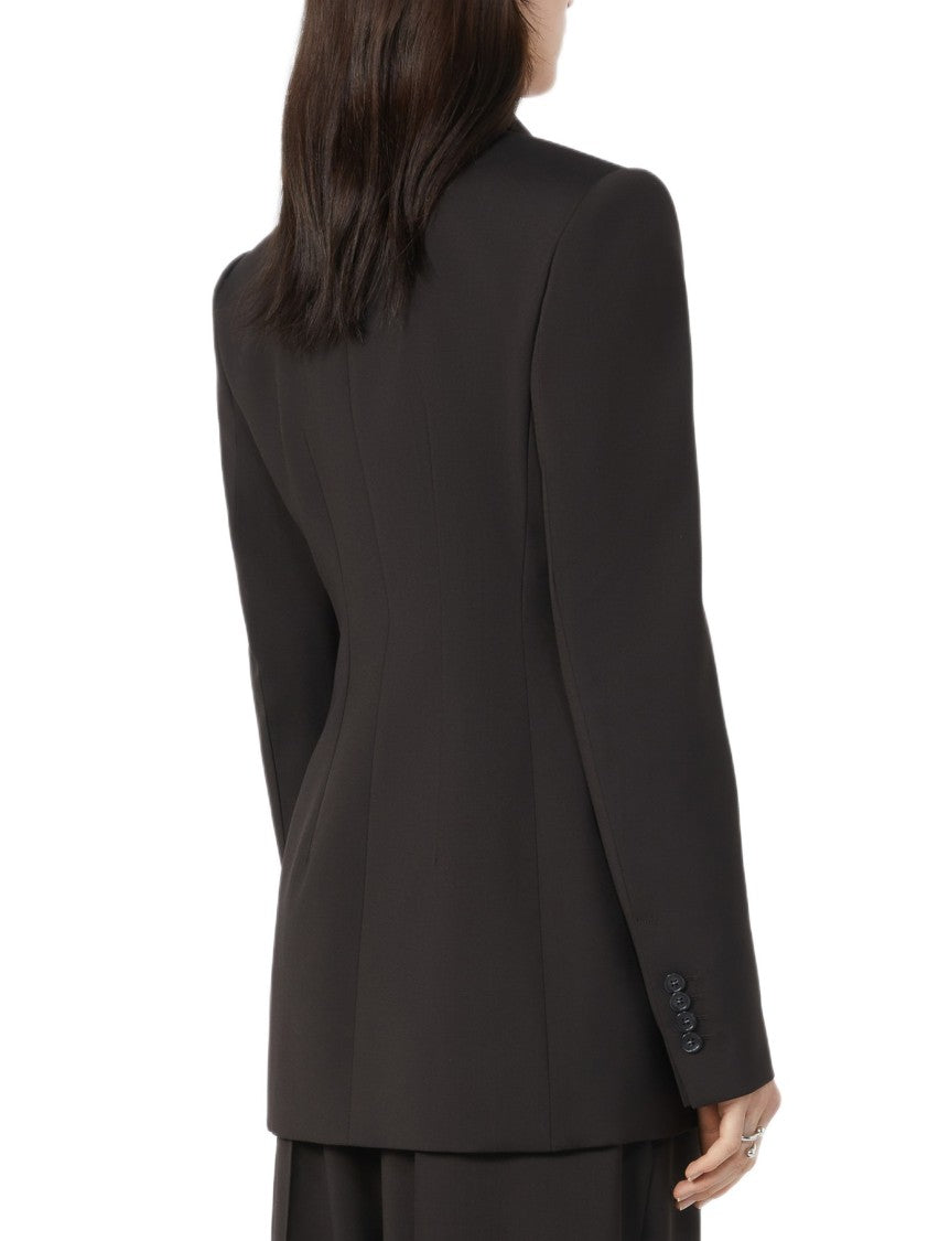 Sportmax Double-Breasted Tailored Blazer In Natural Stretch Wool