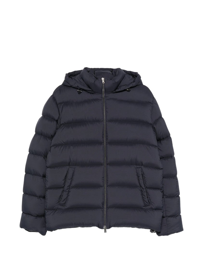 Herno Quilted Blue Puffer Jacket With Adjustable Hood