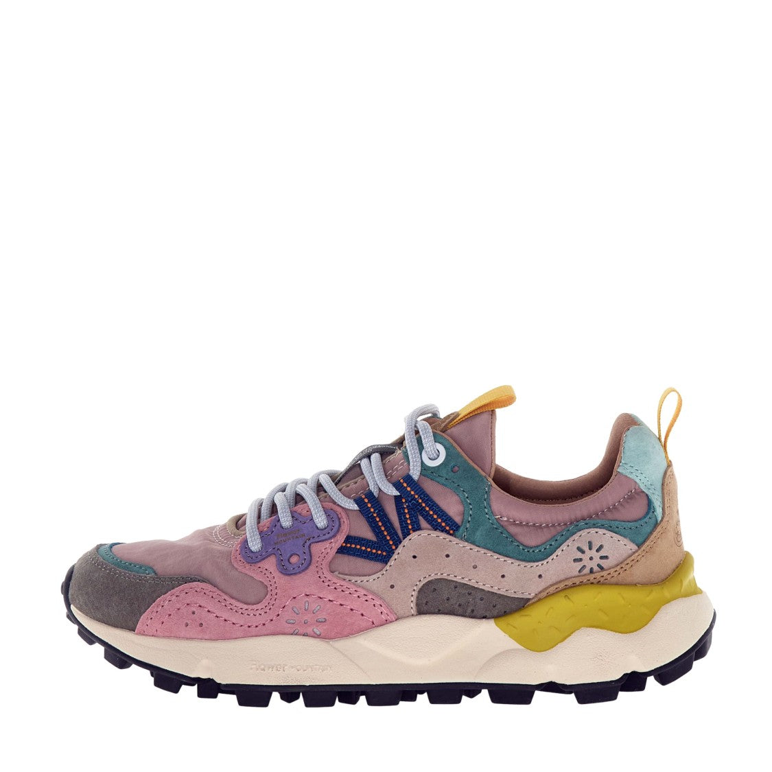 Flower Mountain Yamano 3 Sneaker In Gray And Pink Technical Fabric