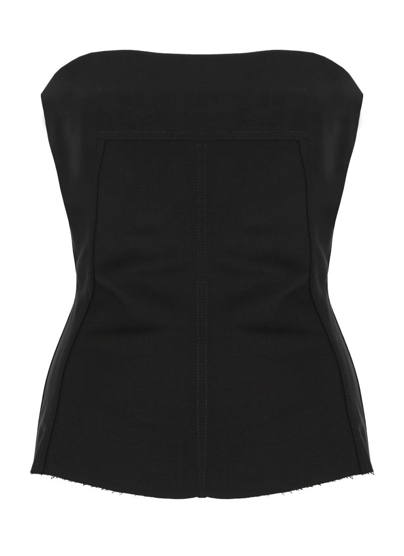 Rick Owens Black Fringed Strapless Bustier