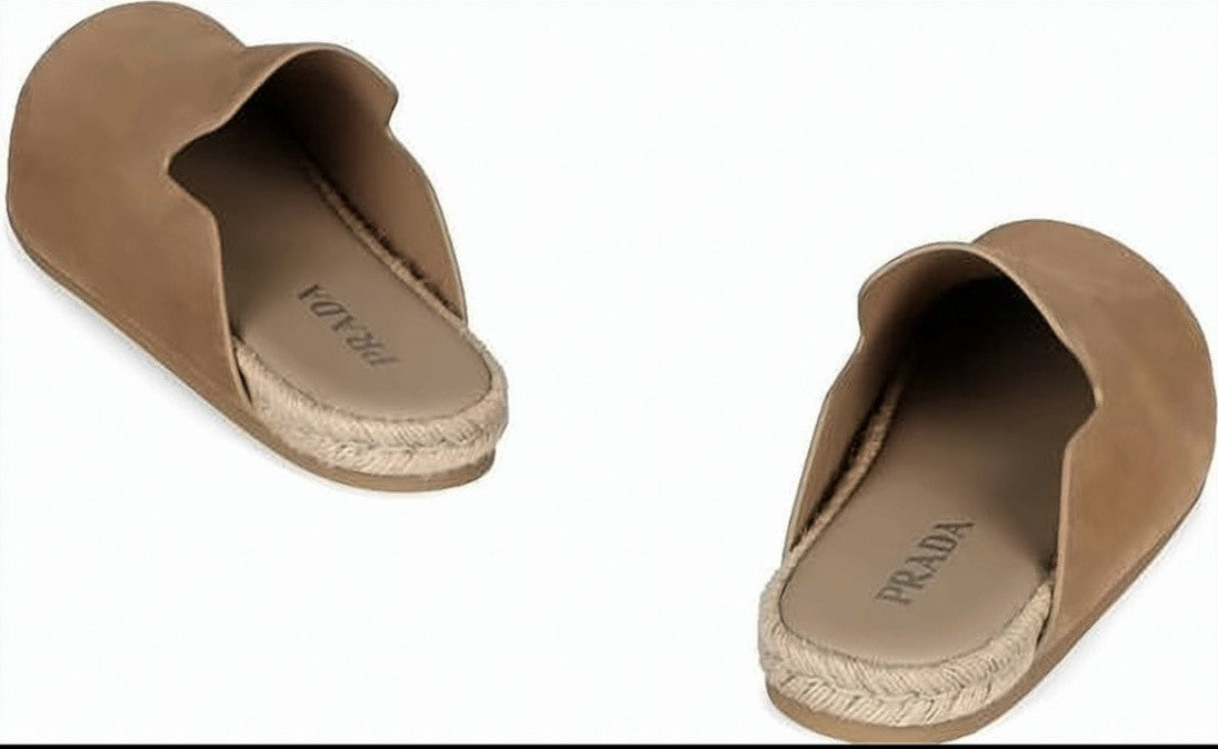 Prada Calf Leather Slip-On Mules With Woven Heel Detail