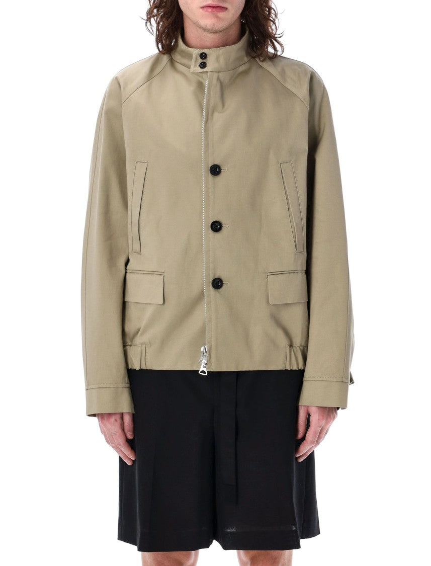 Sacai Chino Jacket With Band Collar And Functional Pockets