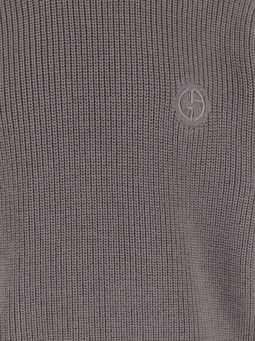 Giorgio Armani Virgin Wool Sweater With Ribbed Detailing
