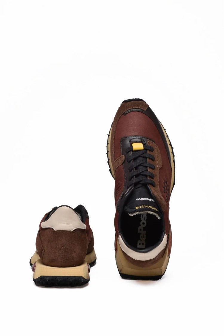 Be Positive Leather/Polyester Sneakers - Brown/Bordeaux