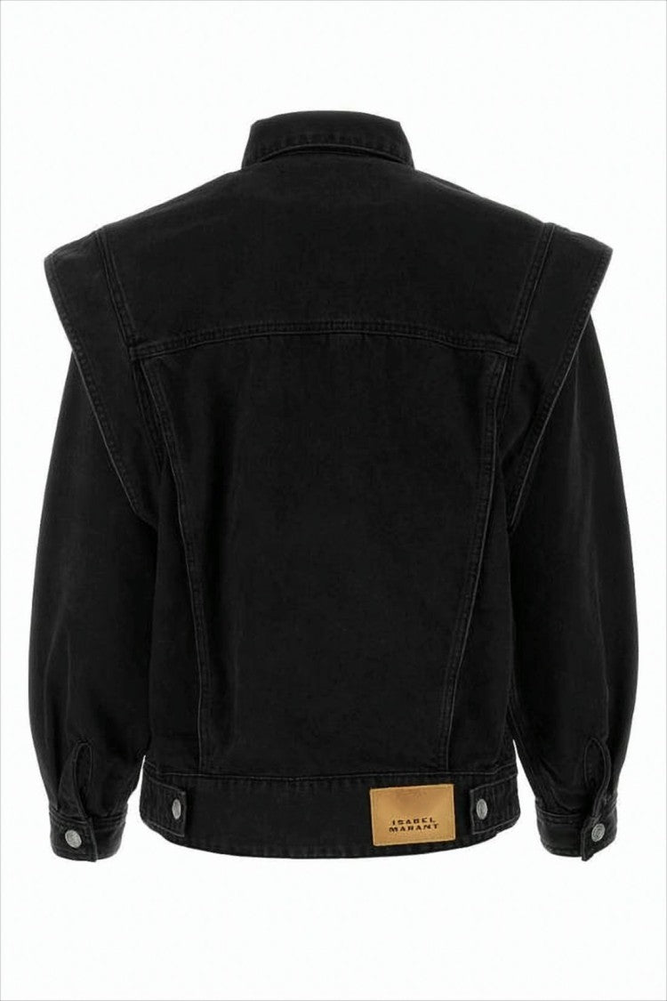 Isabel Marant Structured Black Denim Jacket With Pronounced Shoulders