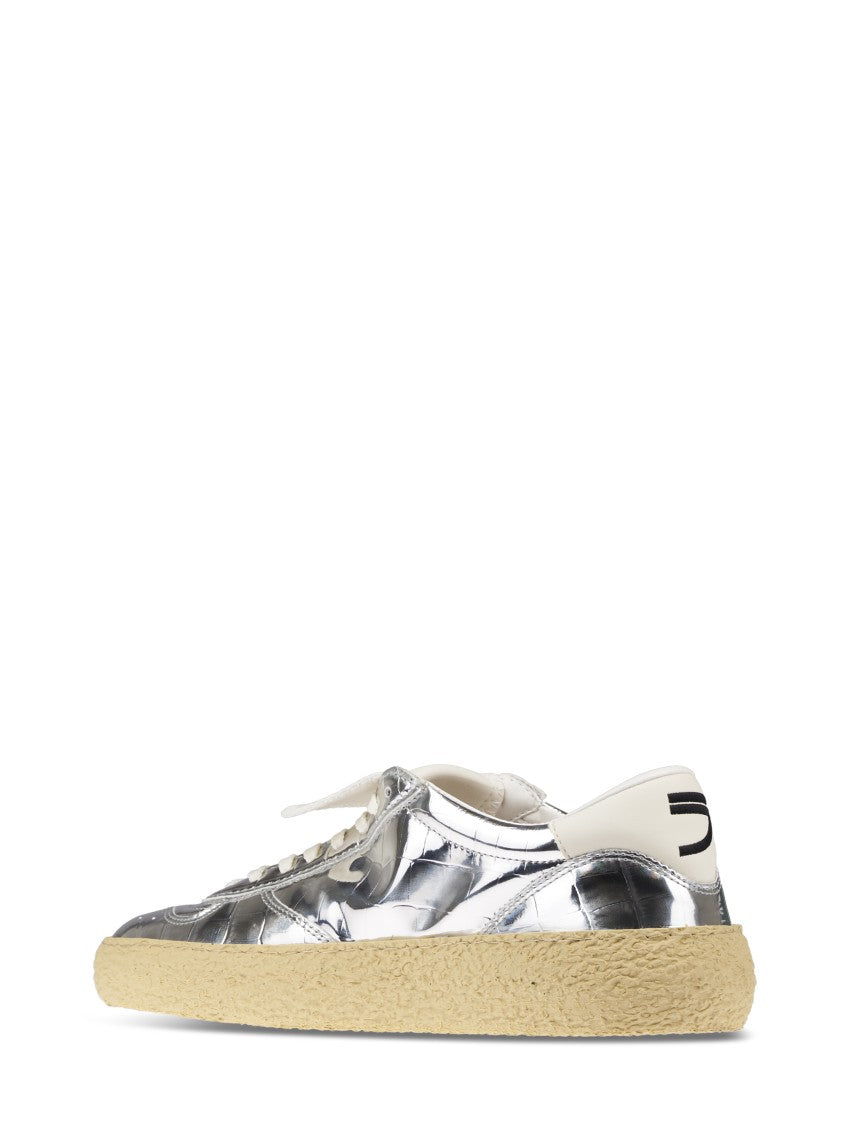 Puraai Silver Animal Print Sneakers With Textured Sole