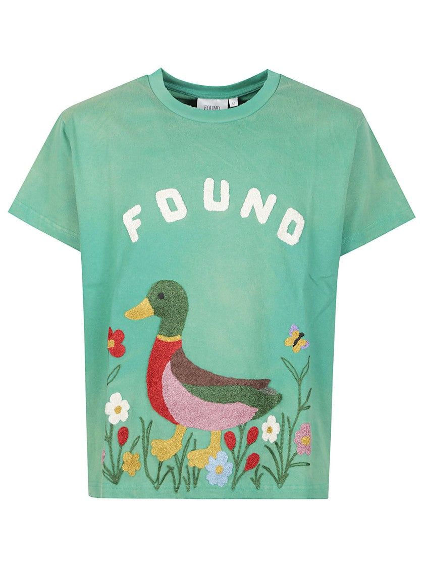 Found Embroidered Duck Wildlife Cotton T-Shirt