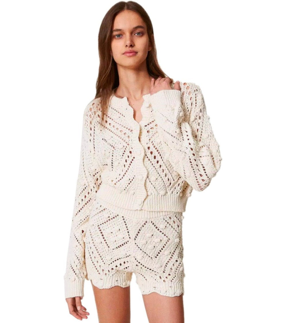 Twin-Set Light Natural Cropped Cardigan