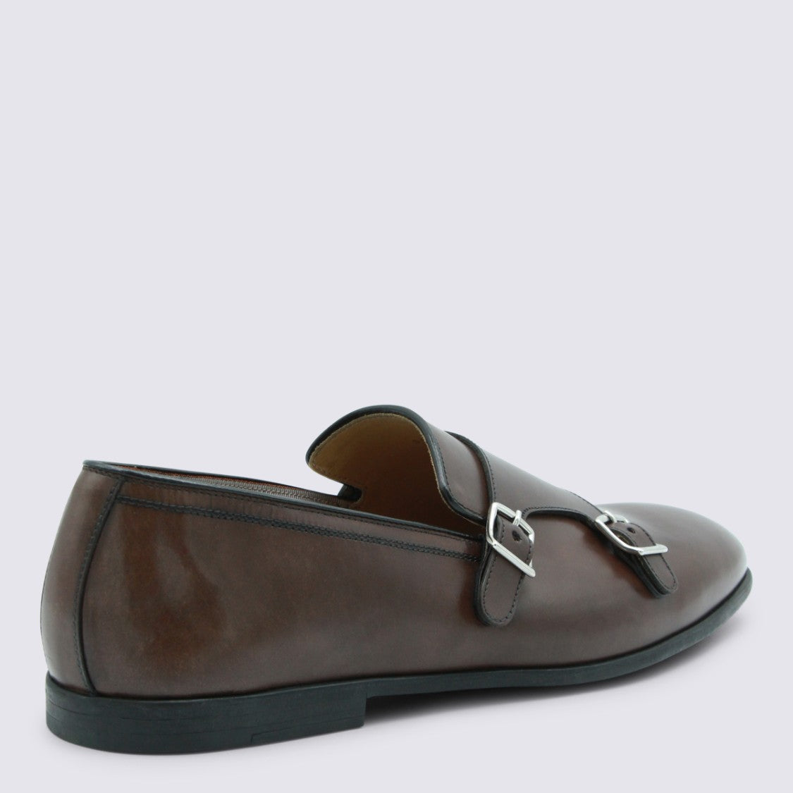 Mille885 Polished Leather Loafers With Silver Buckle Accents