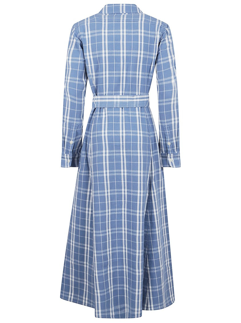 Polo Ralph Lauren Midi Dress In 1858 Blue Cream