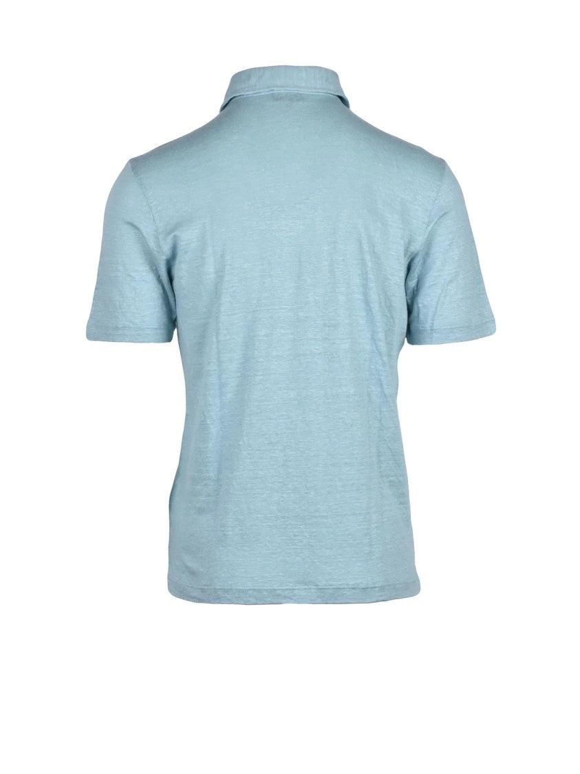 Ambrosio Aqua Green Linen Polo Shirt