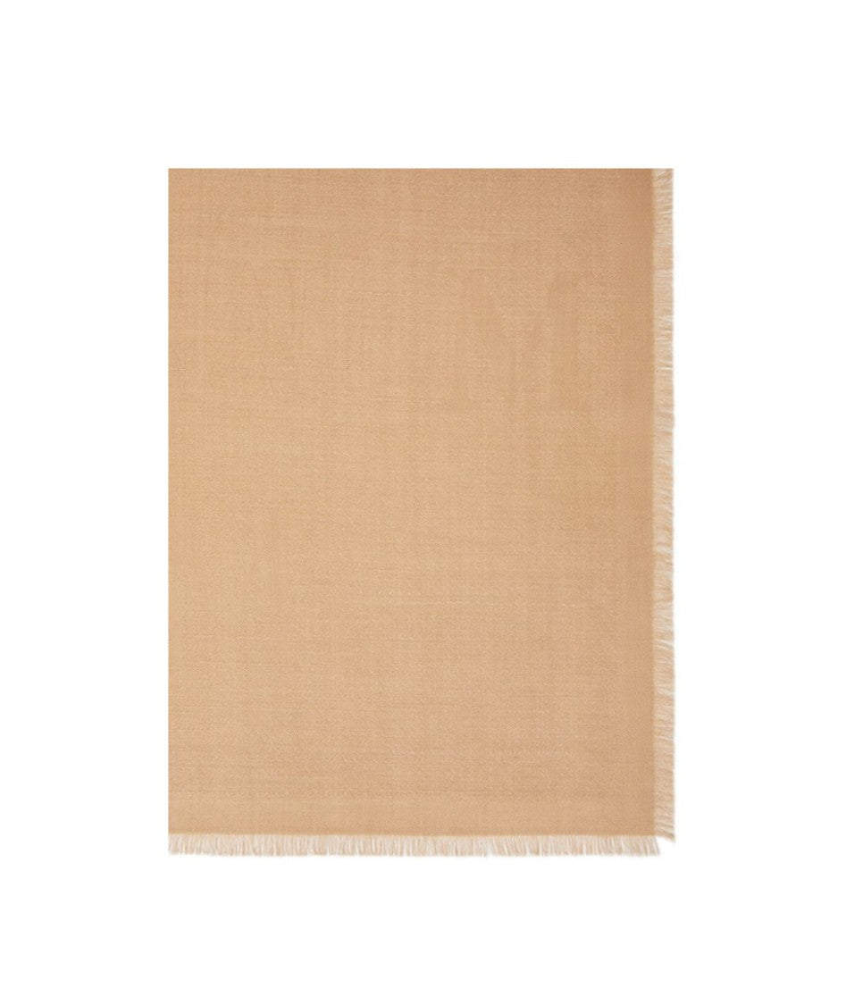 Max Mara Rectangular Fringed Scarf In Soft Wool-Silk Blend