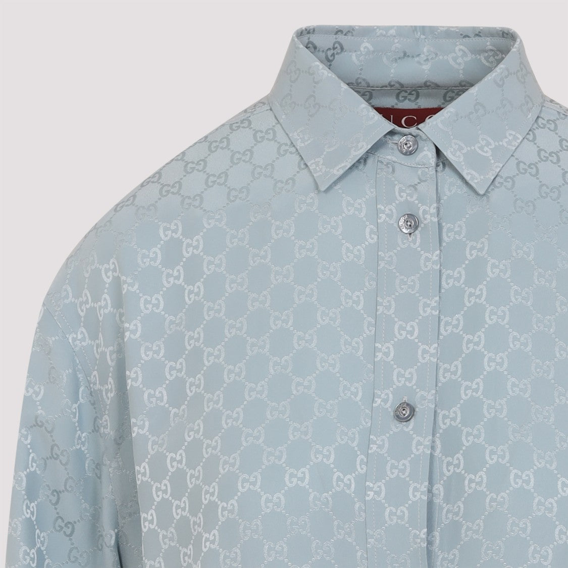Gucci Aqueous Blue Silk Gg Shirt