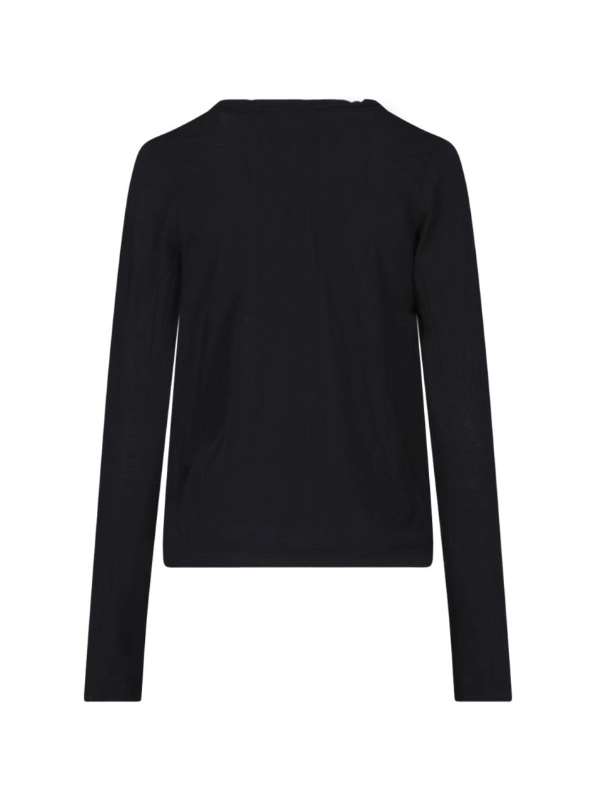 James Perse Black Long-Sleeve V-Neck Cotton T-Shirt