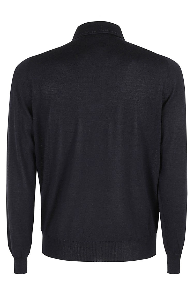 Filippo De Laurentiis Long-Sleeve Polo Shirt With Ribbed Trims