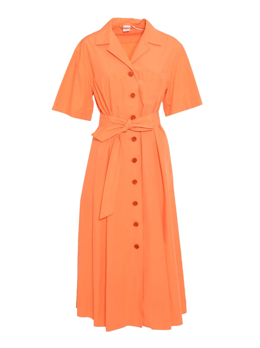 Aspesi Shirt Silhouette Midi Dress With Belted Waist