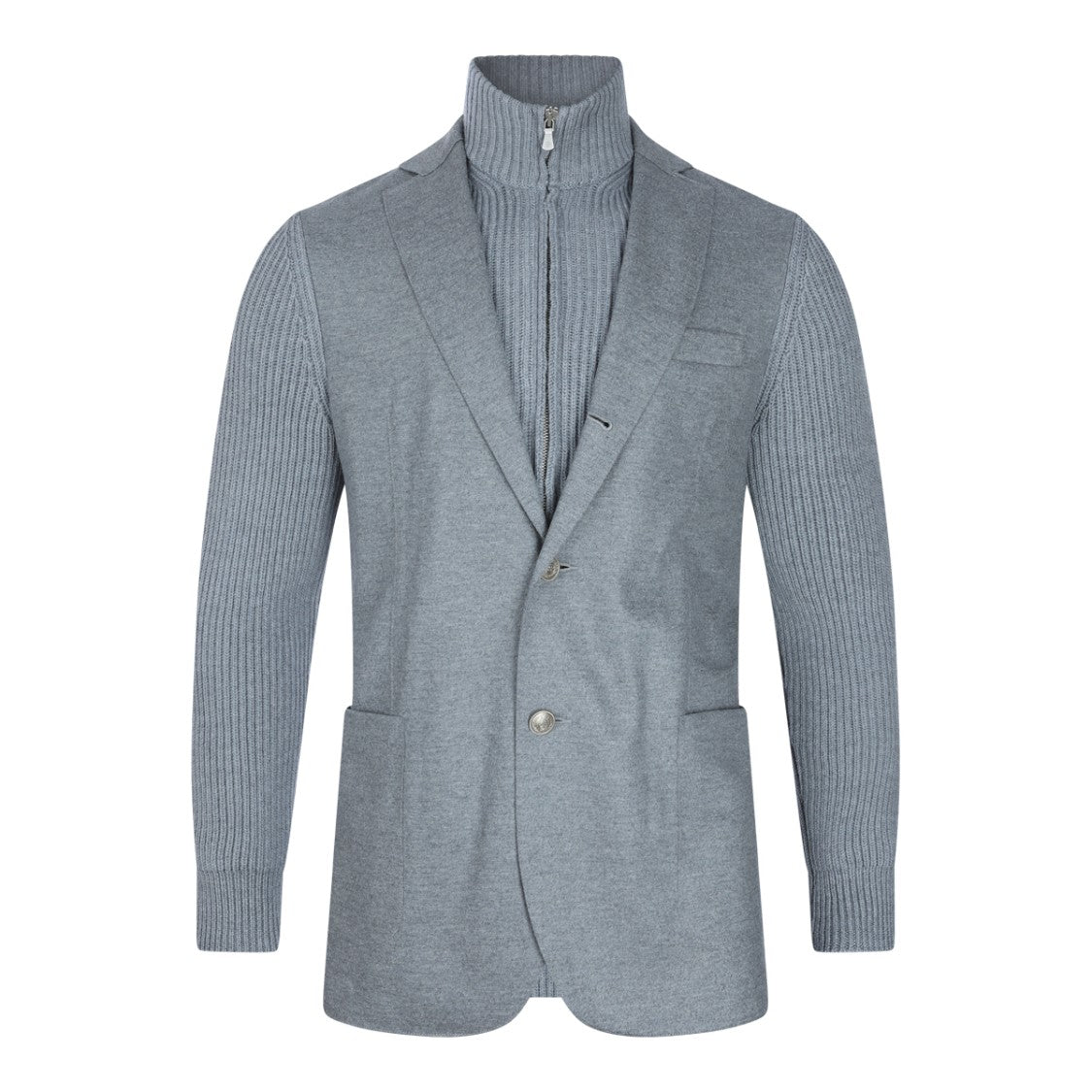 Eleventy Hybrid Ribbed-Knit Blazer