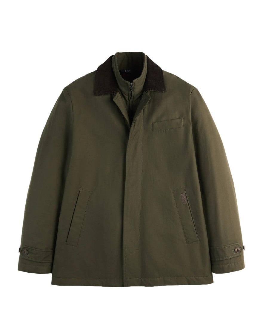 Fay Country Morning Double-Breasted Jacket In Light Forest Green