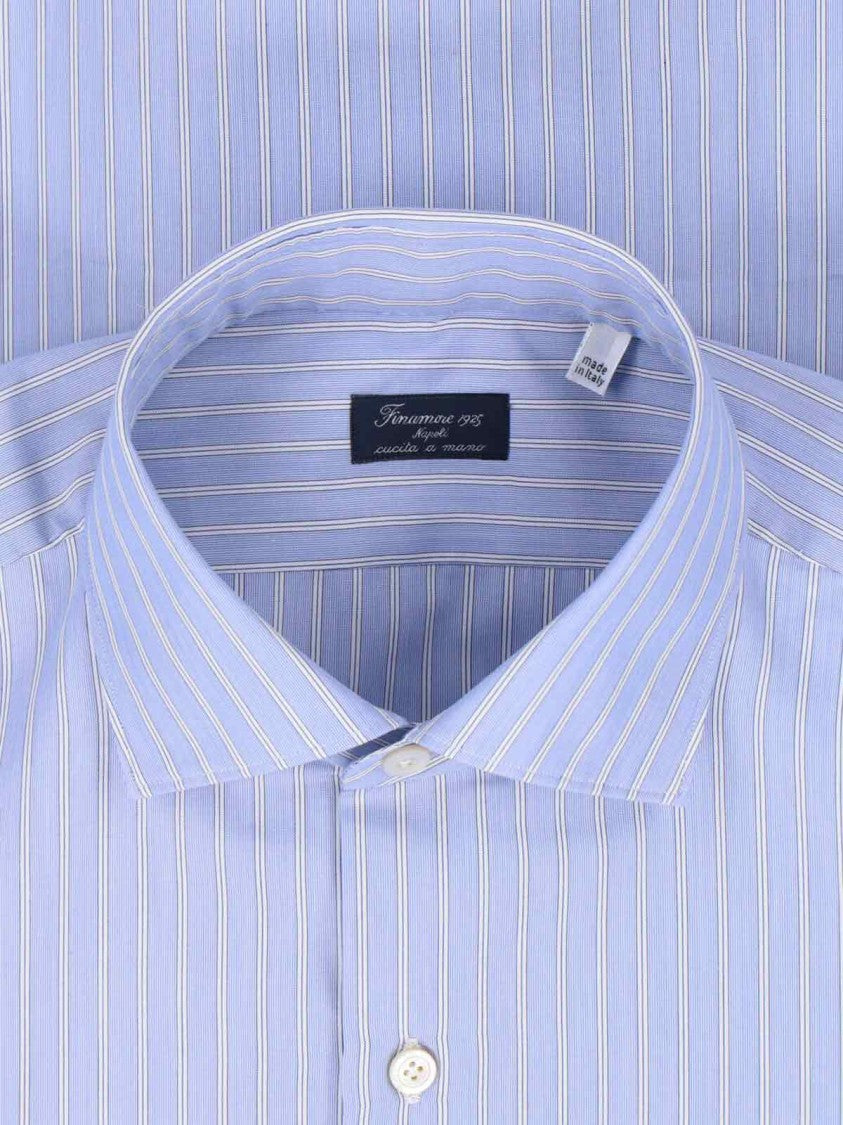 Finamore Milano' Striped Shirt – Light Blue