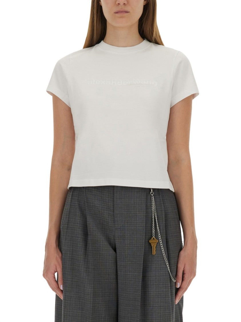 Alexander Wang Cropped Fitted T-Shirt With Minimalist Logo