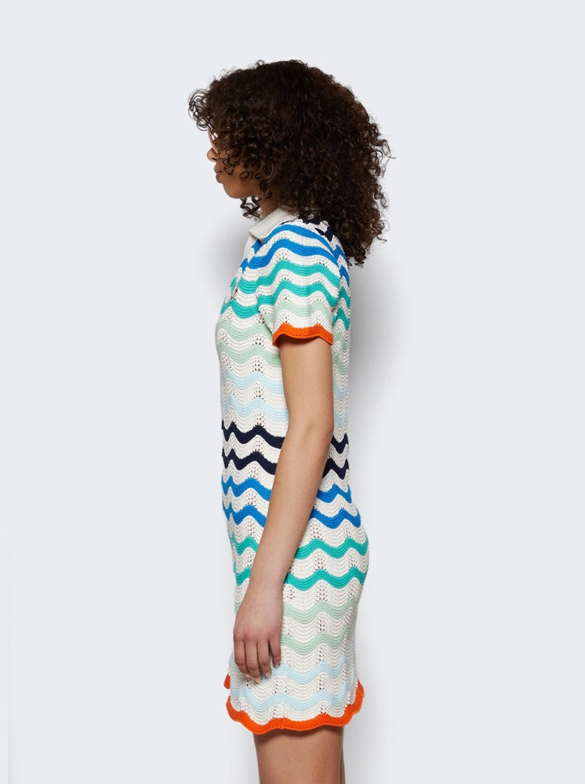 Casablanca Wavy Crochet Dress Multicolor