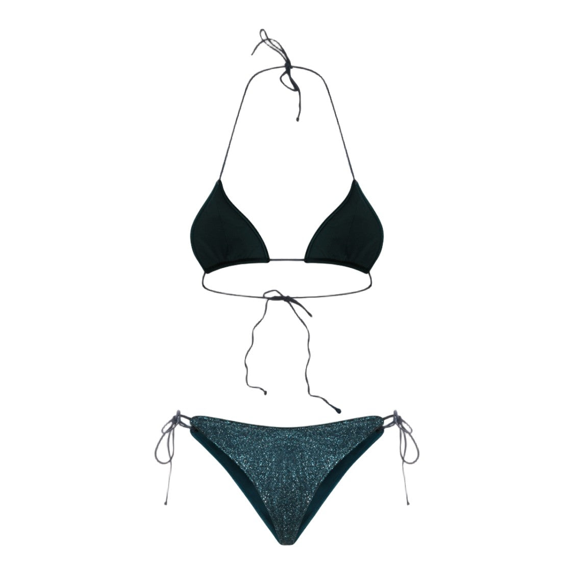 Oséree Triangle Blue Bikini Set With Shimmering Texture